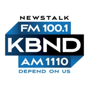 FM News 100.1 and 1110 AM KBND logo