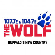 107.7 & 104.7 The Wolf logo